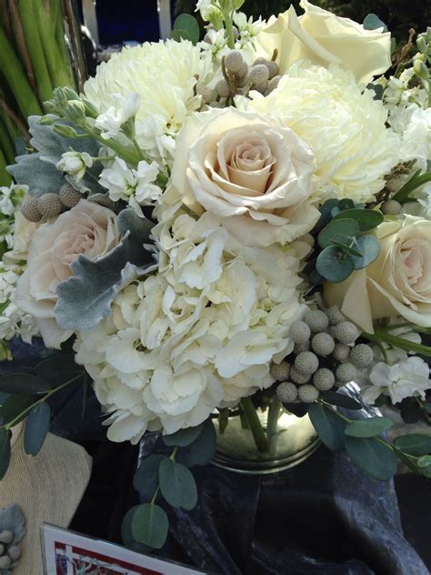 White Hydrangea Earl Grey Rosesilver Brunia White Stock
