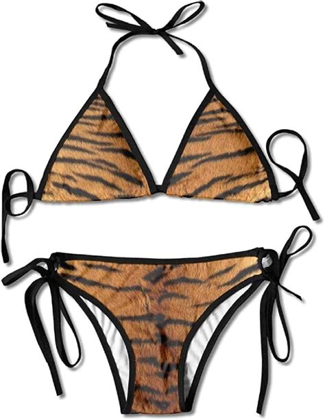 Amazon Com Tiger Stripes Sexy Bikinis Womens Wrap Top Bottom Bathing