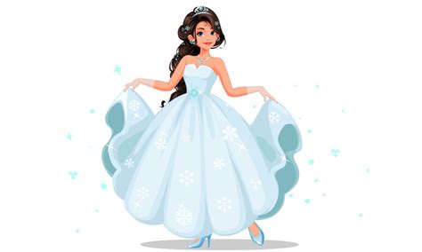 Premium Vector Beautiful Cute Princess Holding Her Long White Dress