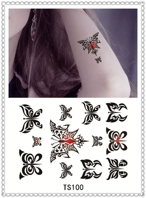 Yeeech Temporary Tattoos Sticker For Women Sex Products Body Art Tattoo Decals Black Butterfly
