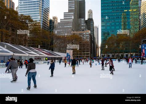 The Rink At Bank Of America Winter Village At Bryant Park Stock Photo