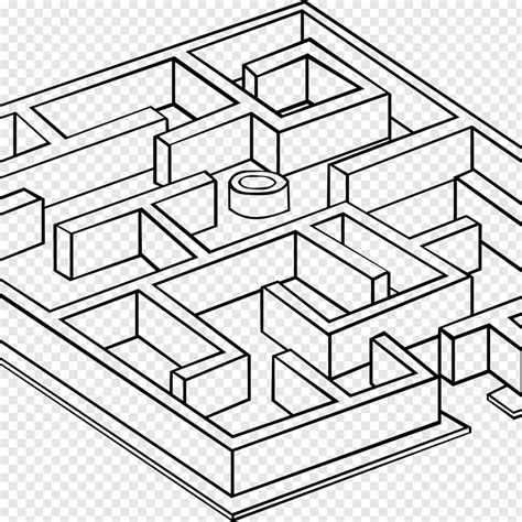A Black And White Drawing Of A Maze In The Shape Of A House With One Door