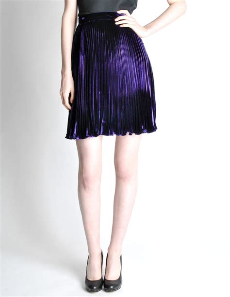 Ungaro Vintage Pleated Purple Velvet Circle Skirt Amarcord Vintage
