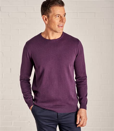 Light Blueberry Mens Combed Cotton Crew Neck Sweater Woolovers Us
