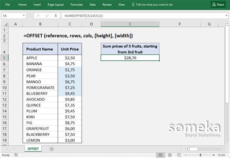 How To Use Excel Offset Function Formula Details And Video Examples