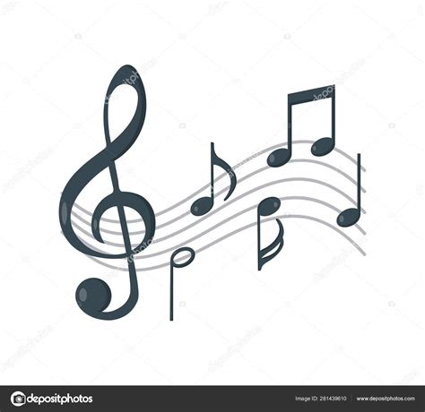 Music Notes And Curved Stave On A White Background Vector Illustration