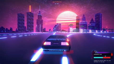 346007 Synthwave Night City Car Digital Art