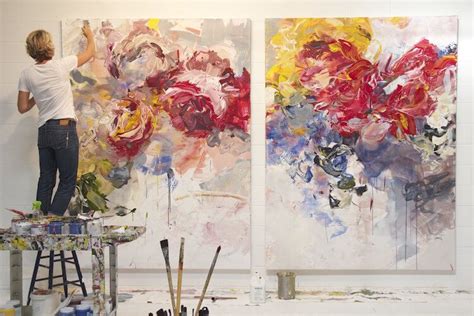 Artist Creates Large Abstract Floral Paintings Exploding With Color