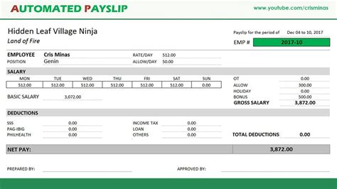 Excel pay slip template singapore : How to create an AUTOMATED PAYSLIP in Excel | OfficeTutes.com