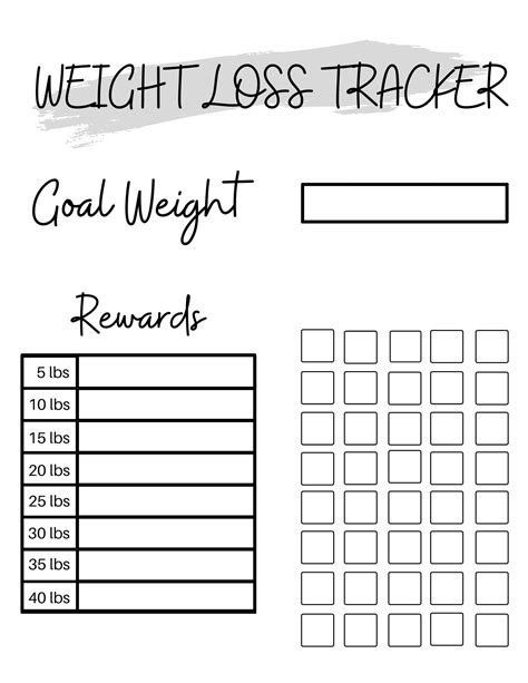 Weight Loss Weight Loss Chart Motivational Chart Rewards Chart
