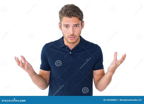 Handsome Young Man Shrugging Shoulders Stock Photo Image Of Caucasian