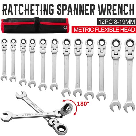 Shzond 12pcs Ratchet Wrench Set 8 19mm Metric Combination Spanner