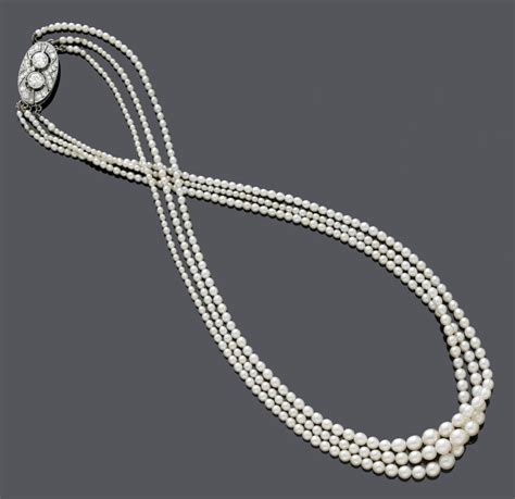 Sold Price Natural Pearl And Diamond Necklace Ca 1910 December 3