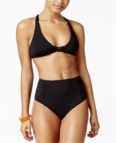 bar iii solid high waist bikini bottoms created for macy s swimwear women macy s
