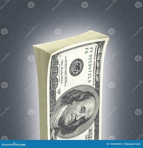 Detailed Fluffy Stack Of Money American Hundred Dollar Bills Isolated