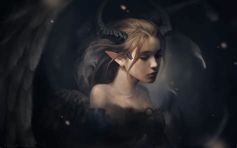 Drawing Fantasy Art Demon Demon Girls Sad Wings Horns Fantasy Art