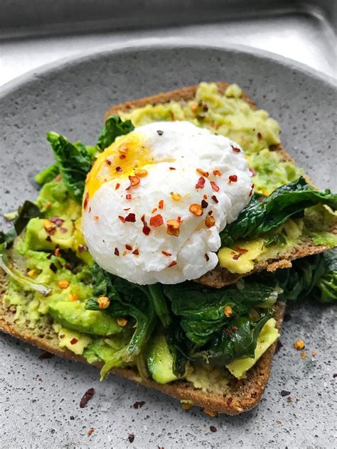 Poached Egg Smashed Avocado With Spinach On Toast Recipe Jll
