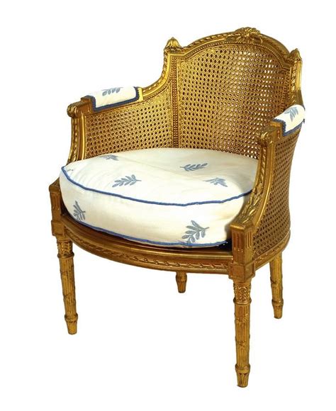 Giltwood French Louis Xvi Style Salon Bergere Seating Singlespairs