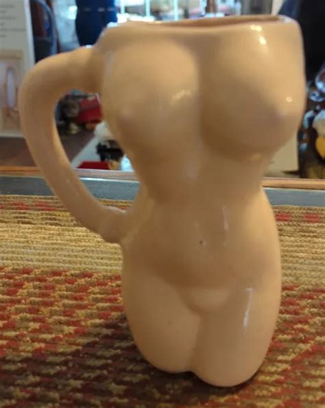 VINTAGE HANDMADE MCM Risque Nude D Naked Lady Ceramic Coffee Mug Cup