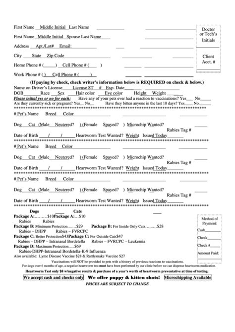 Client Registration Form printable pdf download