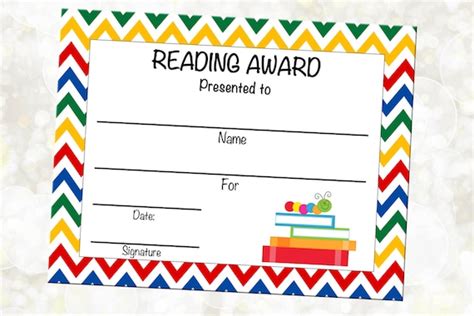 Instant Download Reading Award Reading Certificate