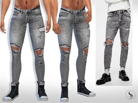 The Sims Resource Faded Skinny Grey Jeans For Men By Saliwa • Sims 4
