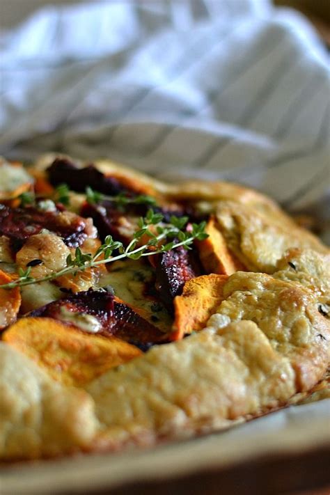 Sweet Potato And Beet Galette With Gorgonzola Cheese And Thyme