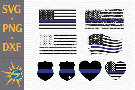 Thin Blue Line American Flag Svg Png Dxf Digital Files Include So