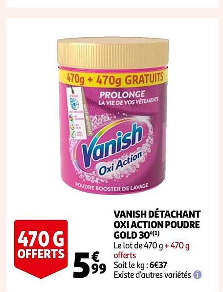 Promo Vanish Détachant Oxi Action Poudre Gold 30 Chez Auchan