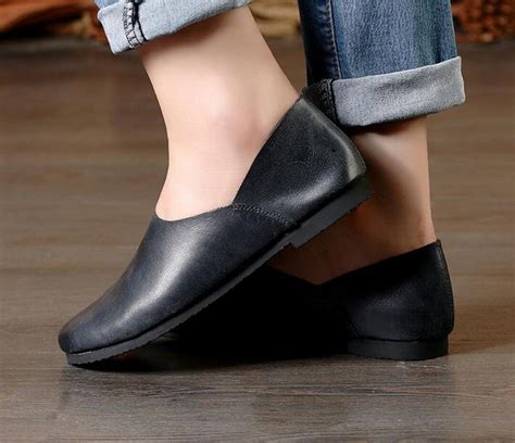 2 Colors Handmade Soft Leather Flat Shoesoxford Women Shoes Etsy