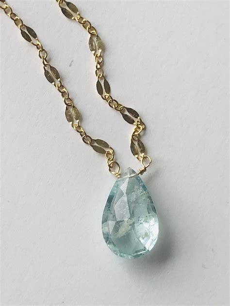 Natural Aquamarine Necklace Aquamarine Jewelry March Birthstone