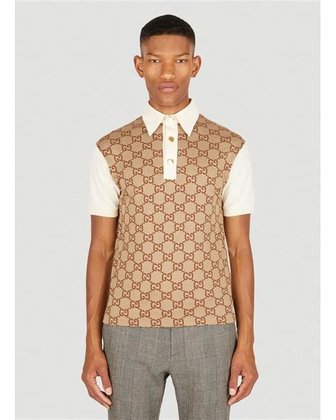 Gucci Jumbo Gg Jacquard Polo Shirt In Natural For Men Lyst