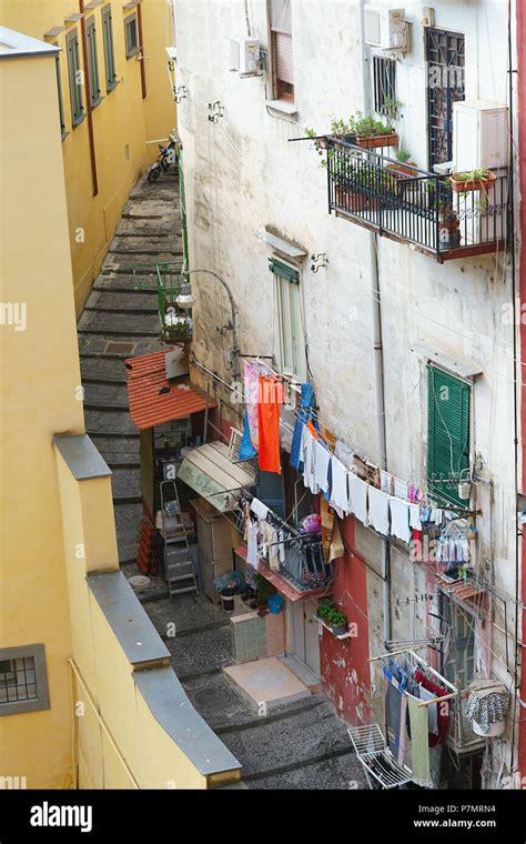 Spanish Neighborhood Landscape Of City Of Naples Italy Stock Photo