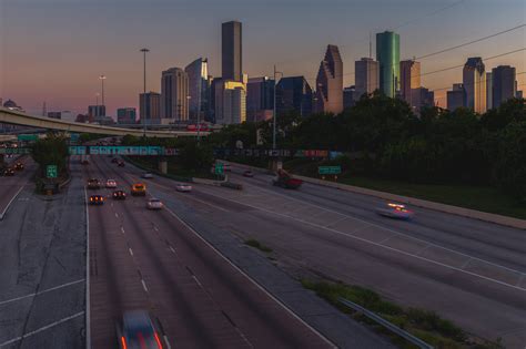 Downtown Houston Skyline And Be Someone Mural At Sunset November 2019