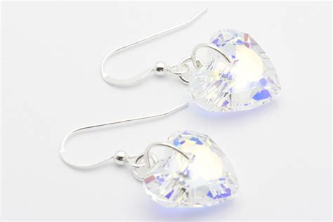 Crystal Ab Heart Earrings Swarovski Black Brook Shop