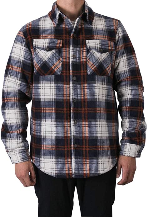 Mens Warm Sherpa Lined Fleece Plaid Flannel Shirt Jacketall Sherpa