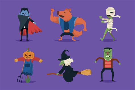 Halloween Character Collection Vampire Werewolf Mummy Scarecrow Witch Frankenstein