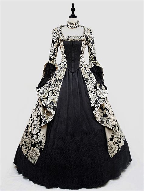 Black And Glod Marie Antoinett Gothic Victorian Ball Gown Dress