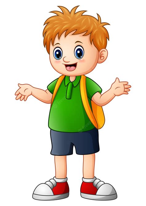 Premium Vector Vector Illustration Of Cute Boy Cartoon Go To School