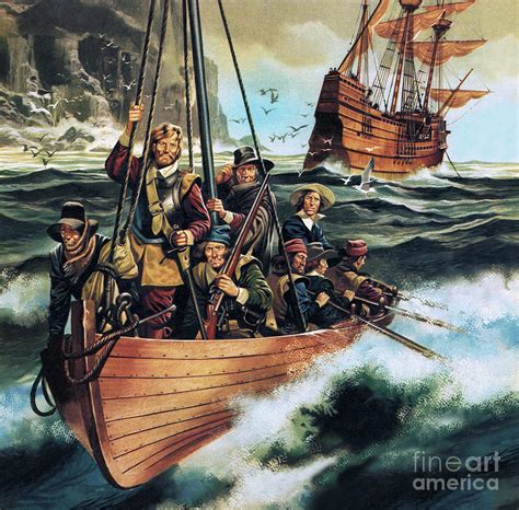 The Pilgrim Fathers Men Of The Mayflower Painting By Ron Embleton Pixels