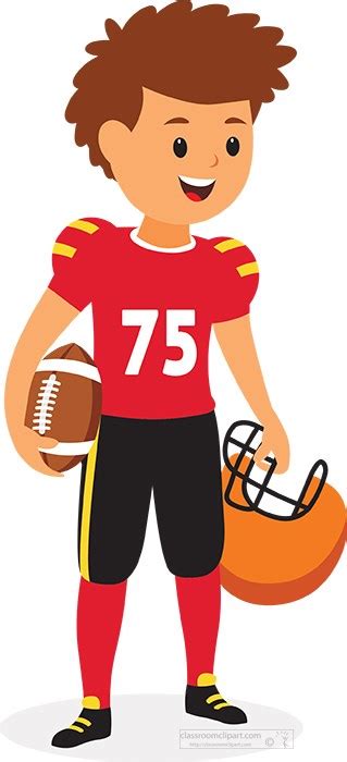 Football Clipart Young Football Player Holding Ball And Helmet