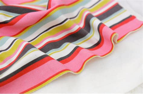 Brushed French Terry Knit Fabric Colorful Stripe By The Yard Etsy