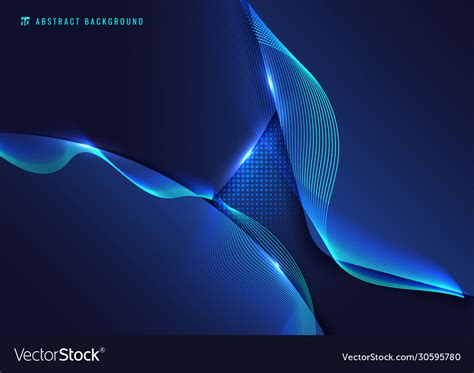 Abstract Blue Geometric With Wavy Line And Vector Image