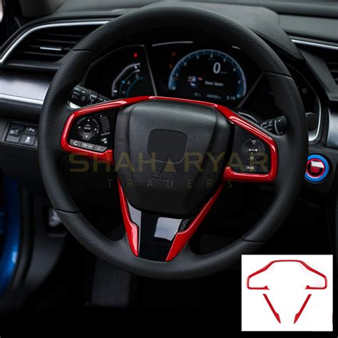 Honda Civic Steering Wheel Cover Trim Red Model 2016 2021