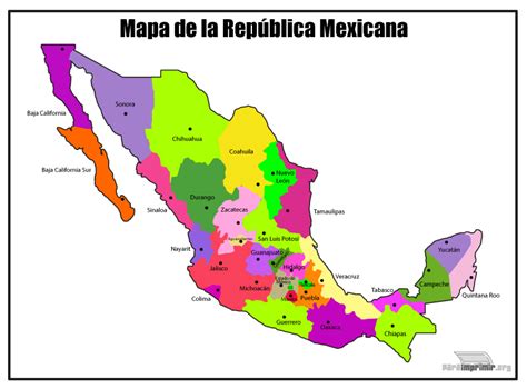 Mapa De La República Mexicana A Color Para Imprimir En Pdf 2024