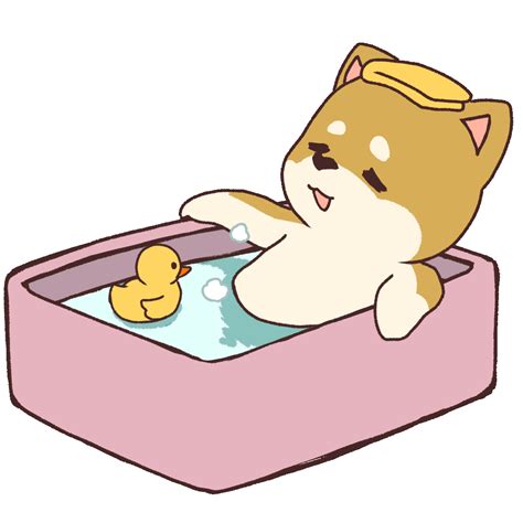 Animated Illustration Of A Dog Taking A Bath Ugokawa