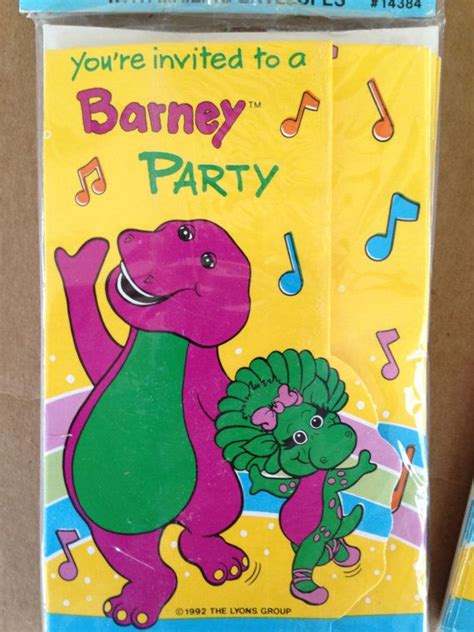 Barney Dinosaur And Baby Bop Vintage Invitation Cards 1992 Etsy