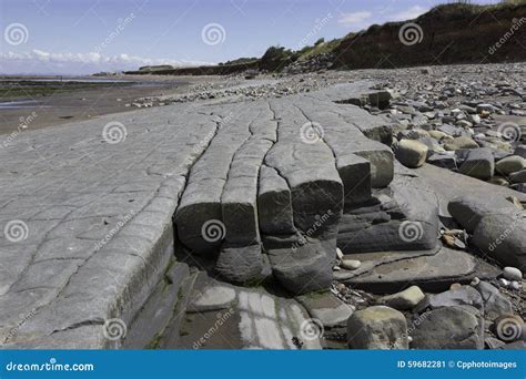 Beds Of Jurassic Lias Stone On Doniford Beach Exmoor Uk Stock Image