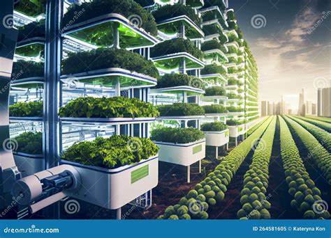 Futuristic Agriculture Conceptual Generative Ai Illustration Stock