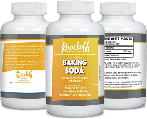 Knock Off Pharmacy Baking Soda Capsules 200 Capsules 1600 Mg